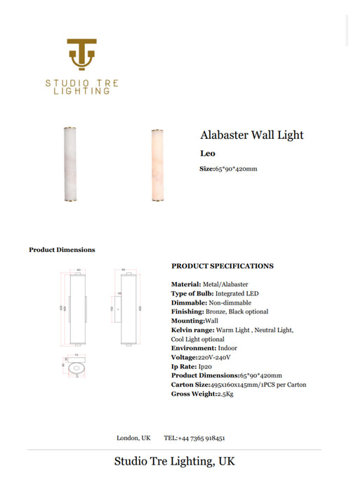 Leo Alabaster Wall Light